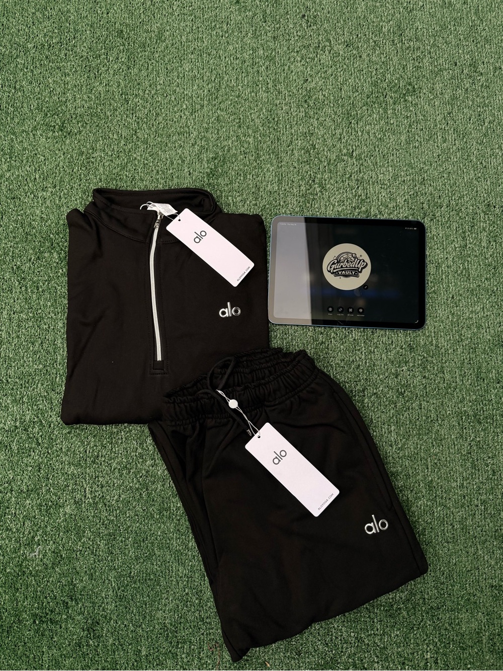 ALO Yoga Men's Black Jacket & Track Pants Set